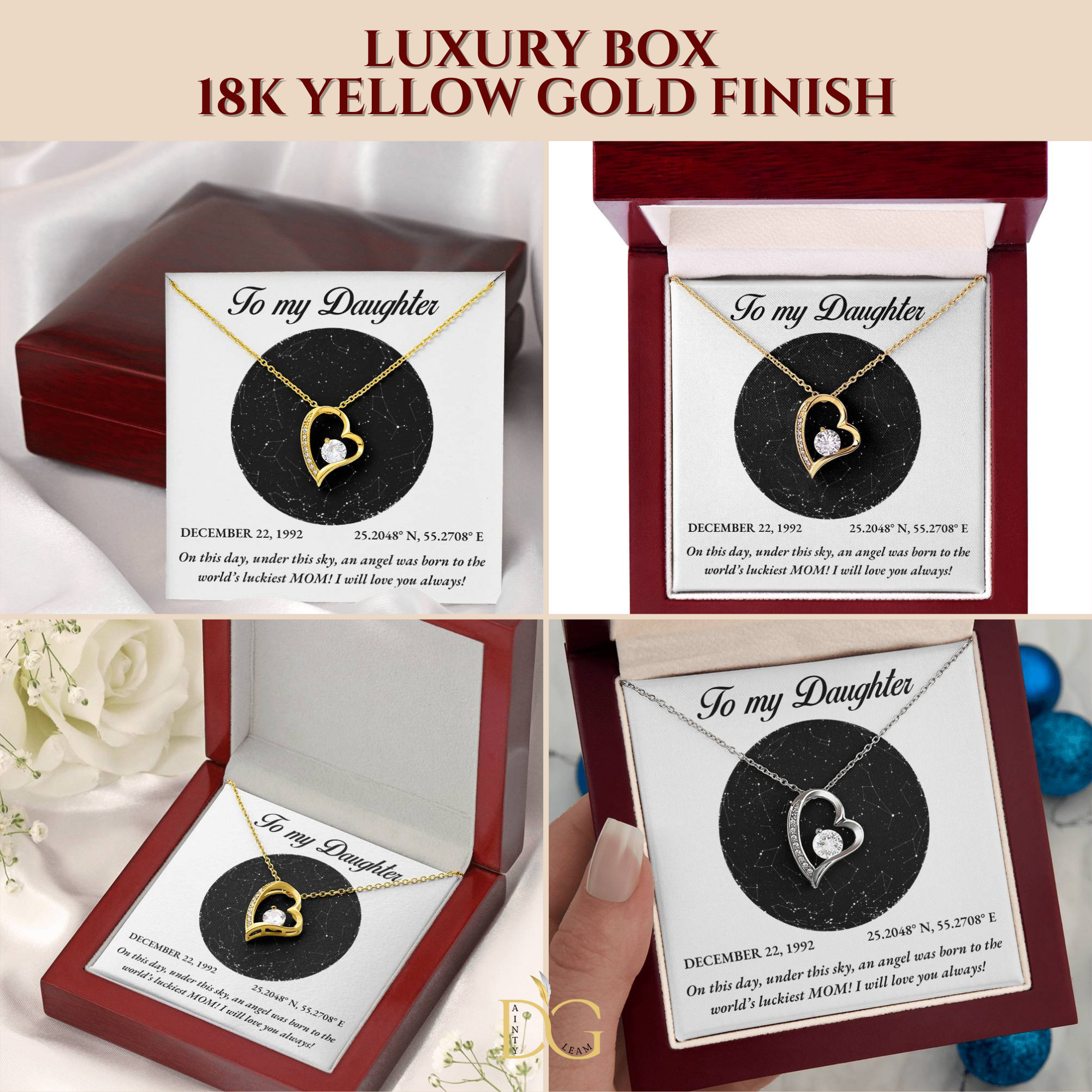 To My Daughter, Personalised Gold Necklace, Daughter Gift Starmap Night Sky Print, Christmas Gift New Year Gift , Daughter Necklace from Mom