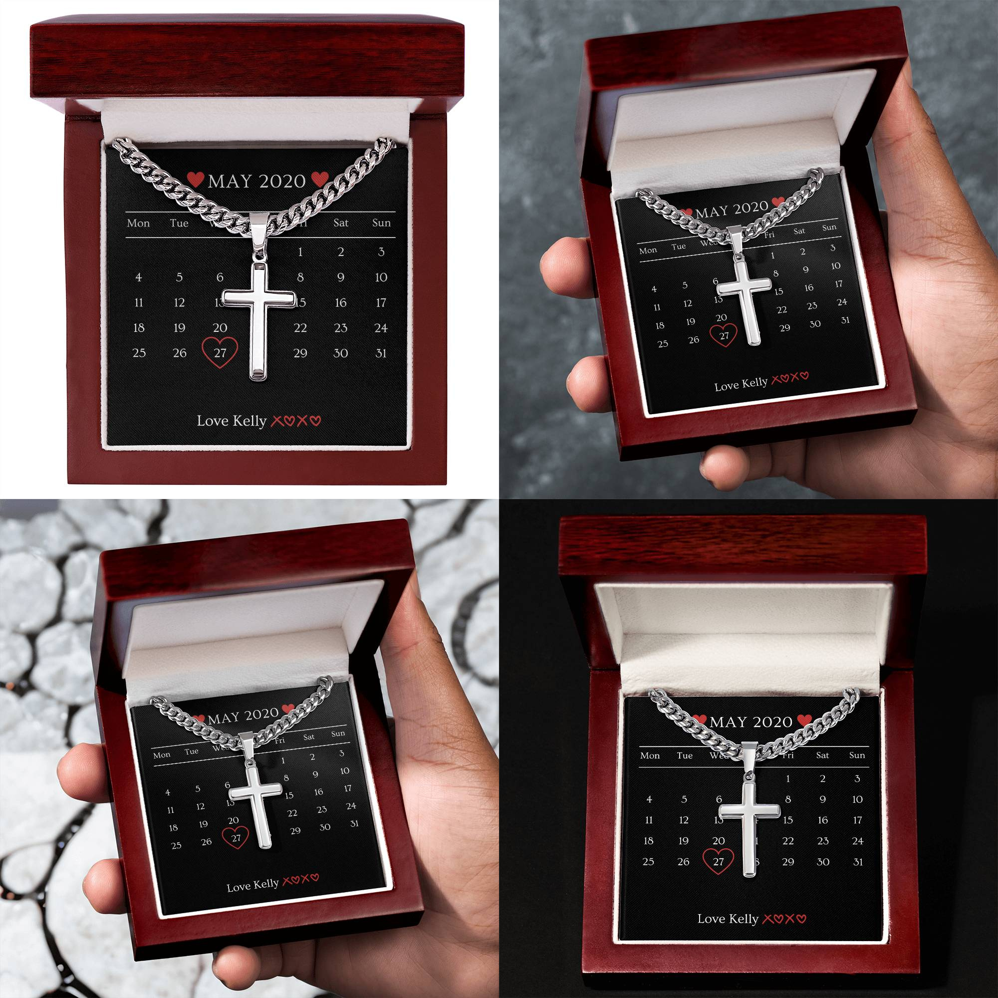 Valentine's Day Gift, Gift For Boyfriend, Guy Valentine Gift, Girlfriend Birthday Gift, Personalised Cross necklace For him, Gift for Him
