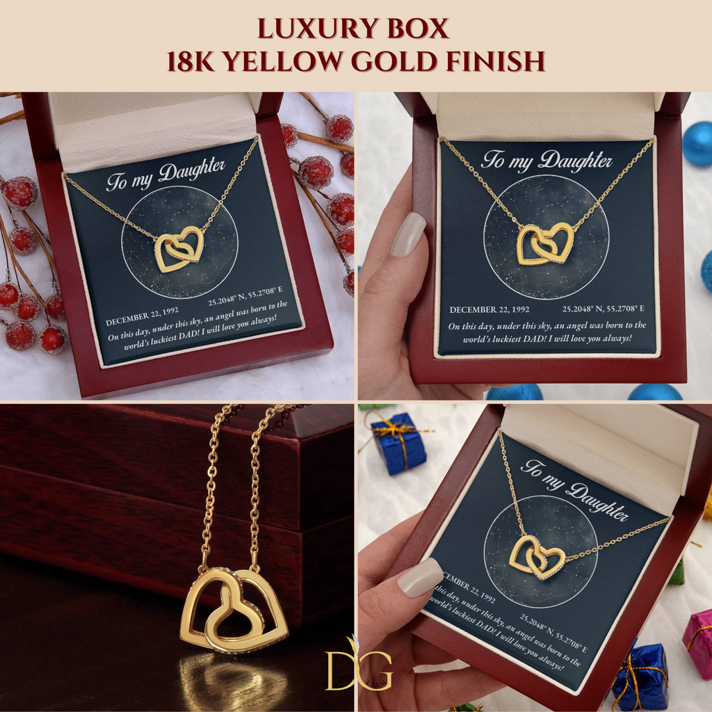 To My Daughter, Personalised Gold Necklace, Daughter Gift Starmap Night Sky Print, Christmas Gift New Year Gift , Daughter Necklace from Dad