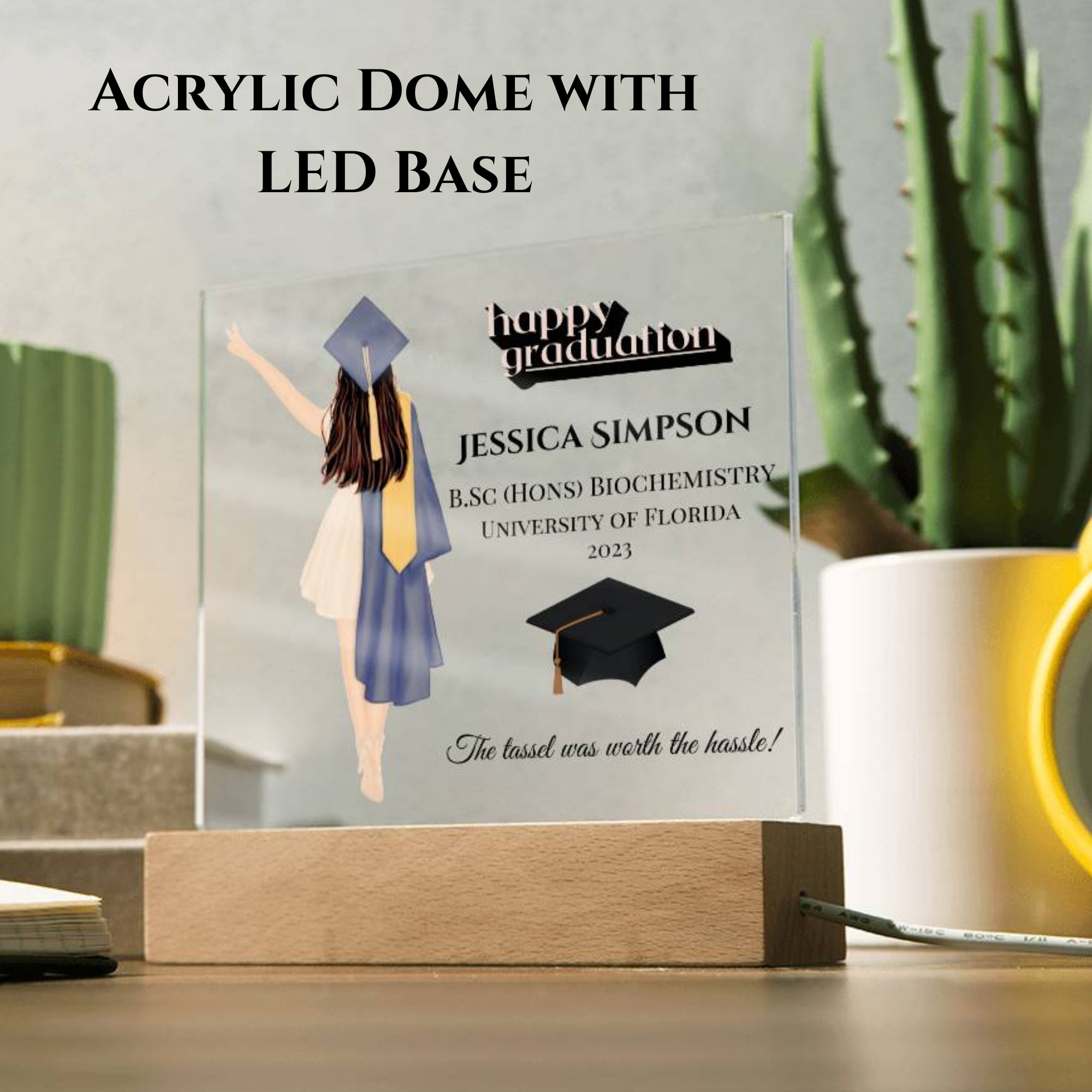 Female Personalised Graduation Gift, Congratulations, Class of 2023 Any Year, Graduation Gift for Daughter, Sister, Girlfriend, Acrylic