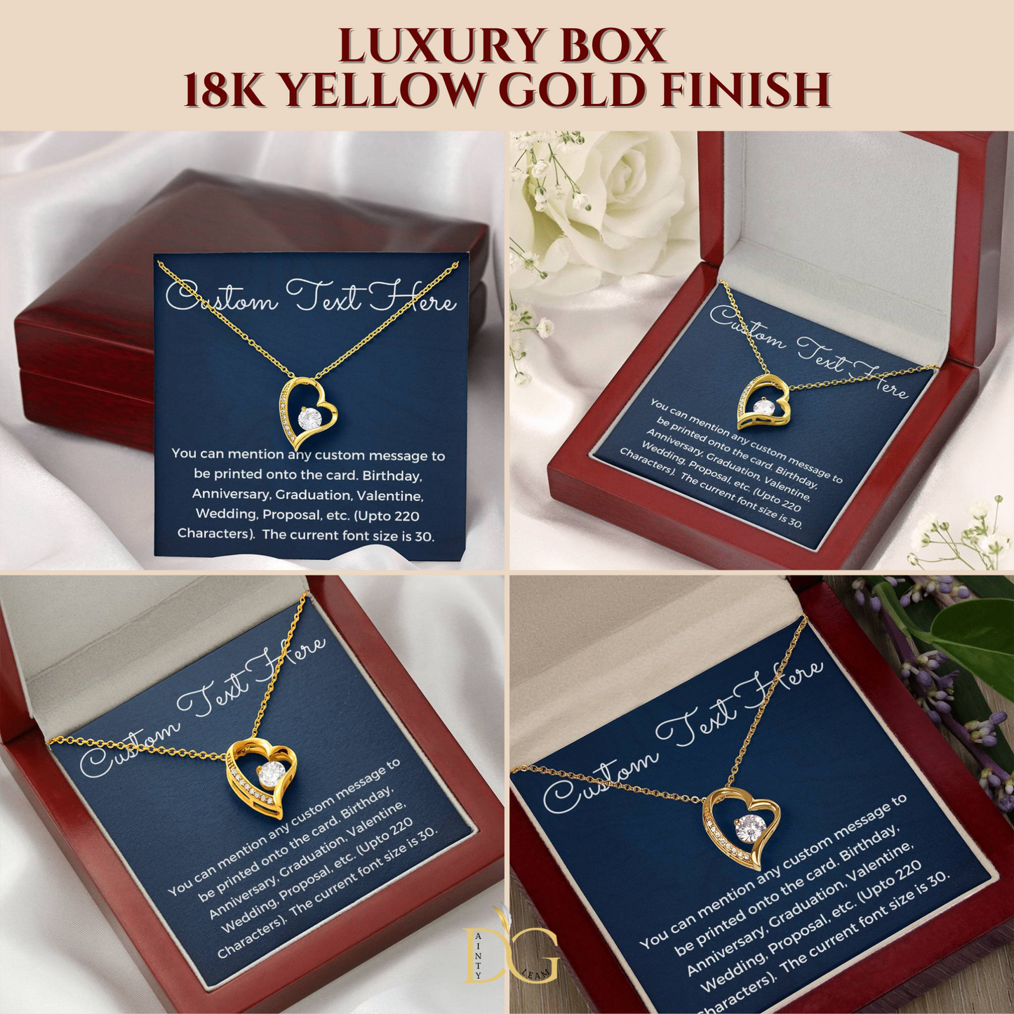 Custom Text Necklace with Beautiful Message Card, Birthday Gift, Anniversary Gift, Promotion Gift, Retirement Gift, Valentine Gift, Unique
