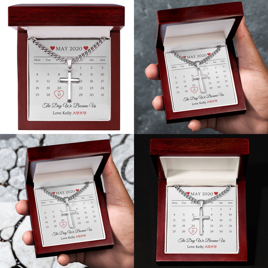 Valentine's Day Gift, Gift For Boyfriend, Guy Valentine Gift, Girlfriend Birthday Gift, Personalised Cross necklace For him, Gift for Him