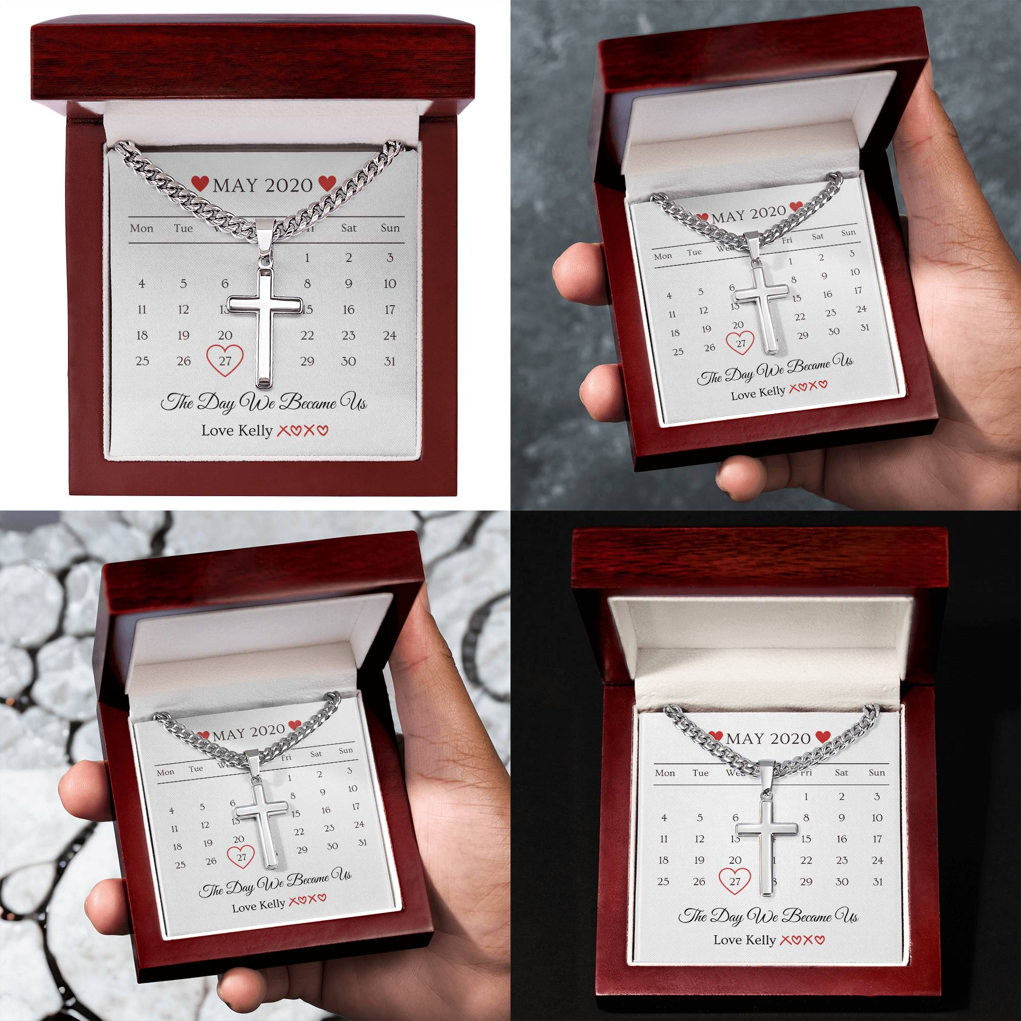 Valentine's Day Gift, Gift For Boyfriend, Guy Valentine Gift, Girlfriend Birthday Gift, Personalised Cross necklace For him, Gift for Him