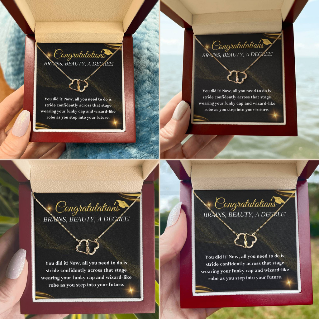 Graduation necklace jewelry congratulations degree gift idea grad hat and robe future stepping congratulatory milestone celebration