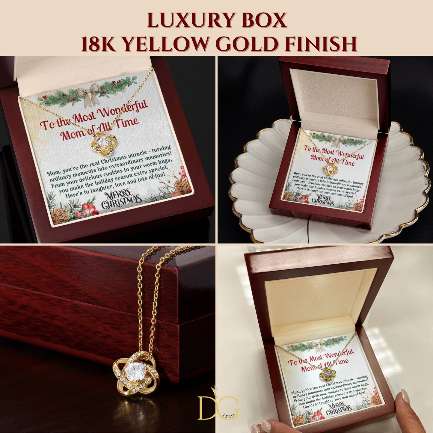 Christmas Gift Necklace For Mom - Gift For Mom - Merry Christmas Mom Necklace - Mother Christmas Necklace With Message Card - Mom Gift