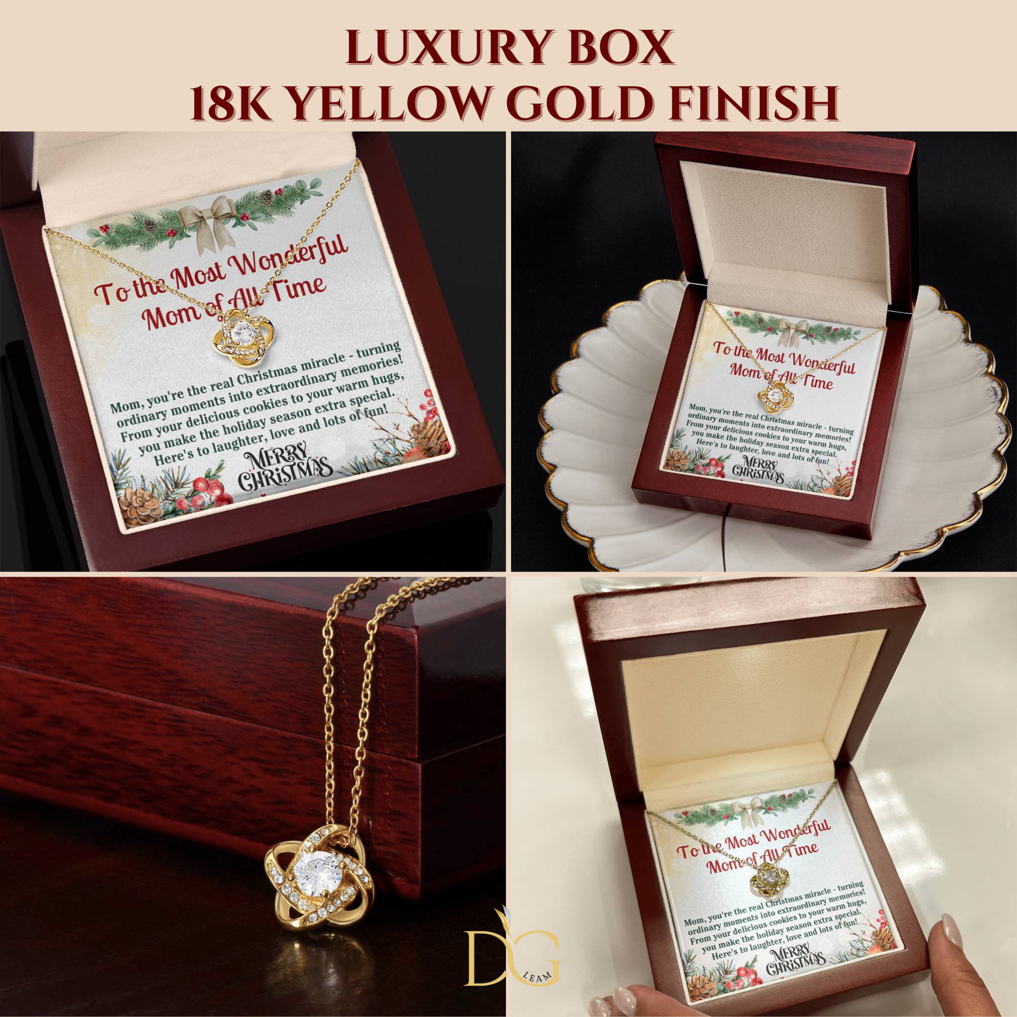 Christmas Gift Necklace For Mom - Gift For Mom - Merry Christmas Mom Necklace - Mother Christmas Necklace With Message Card - Mom Gift