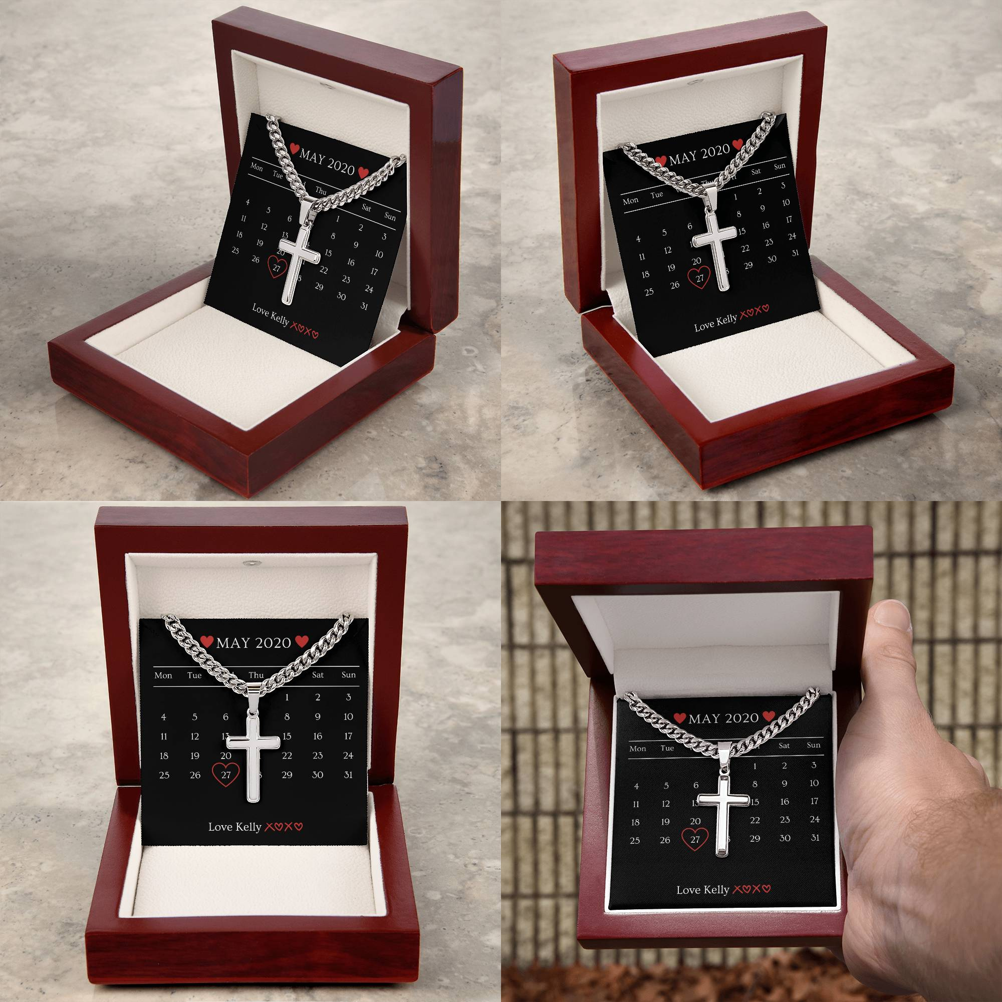 Valentine's Day Gift, Gift For Boyfriend, Guy Valentine Gift, Girlfriend Birthday Gift, Personalised Cross necklace For him, Gift for Him