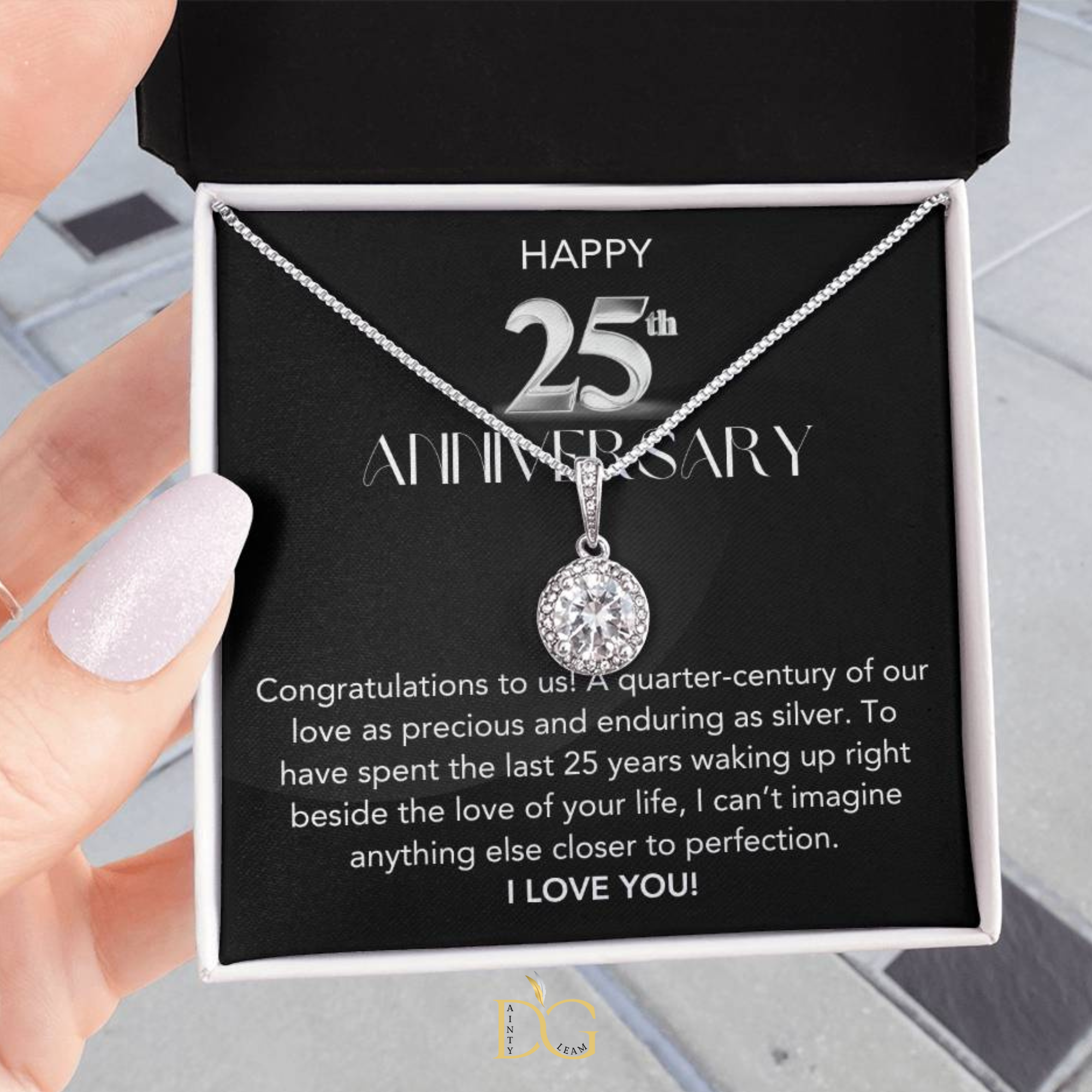 Necklace for 25th Anniversary, 25th Wedding Anniversary gift for Wife, Silver Wedding Anniversary, Gift for Wife on 25th Anniversary