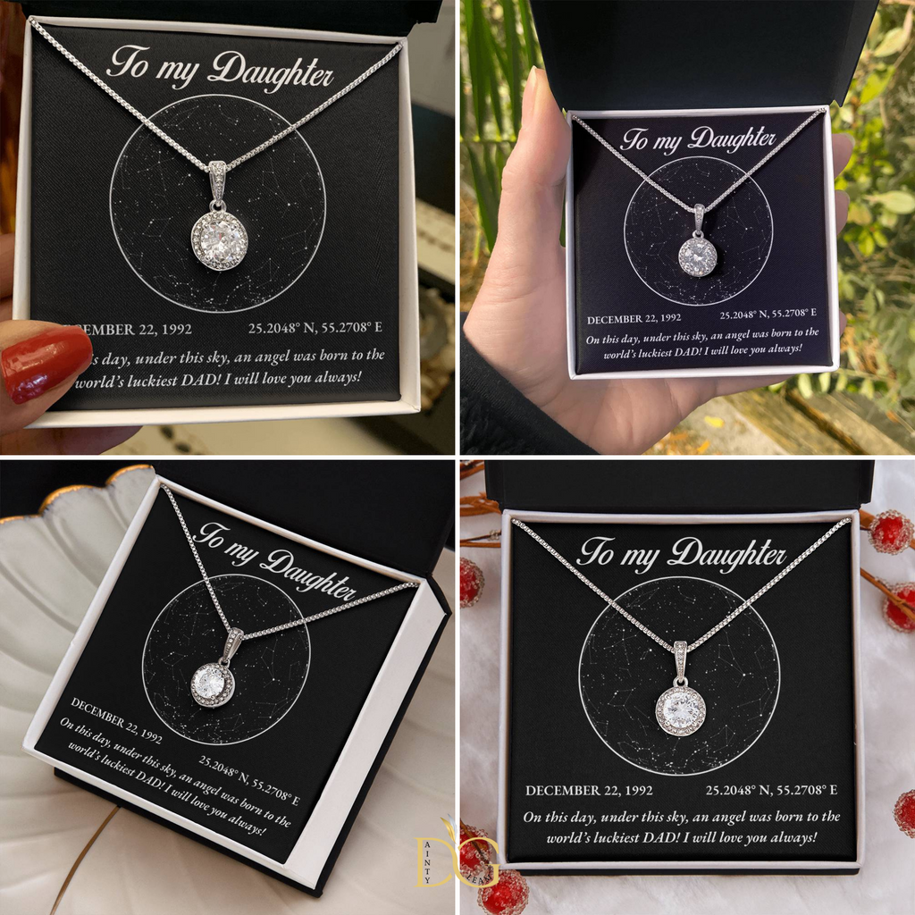 To My Daughter, Personalised Gold Necklace, Daughter Gift Starmap Night Sky Print, Christmas Gift New Year Gift , Daughter Necklace from dad