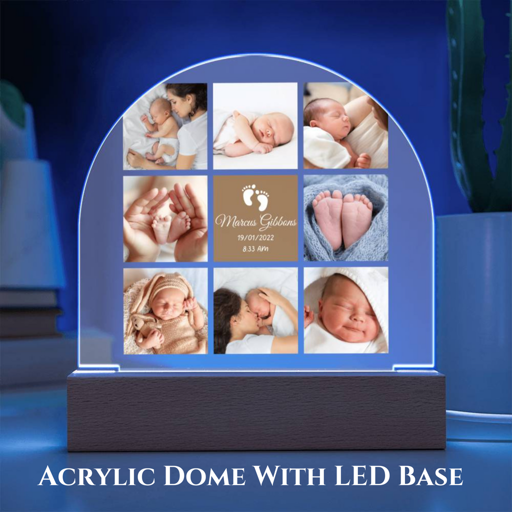 Custom name and picture acrylic dome, personalized led light, children's night light, nursery, baby gift