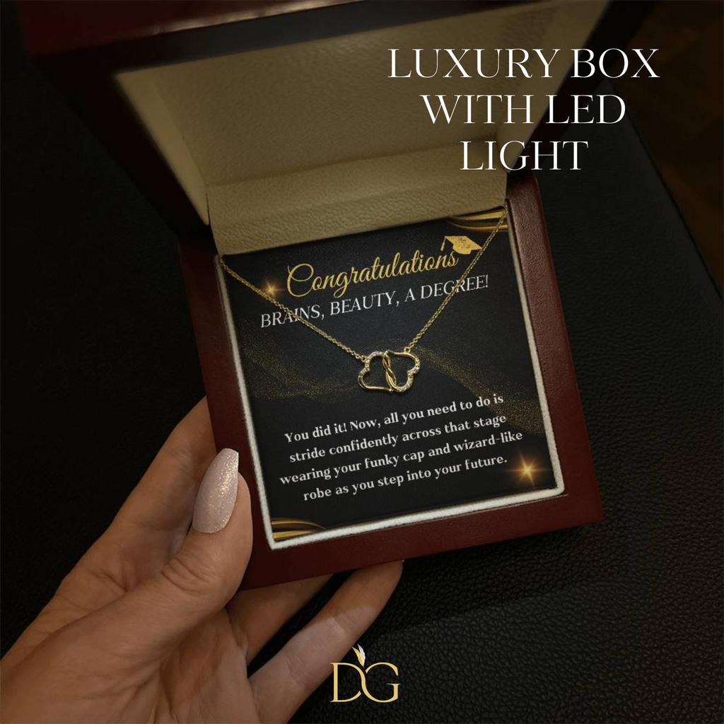 Graduation necklace jewelry congratulations degree gift idea grad hat and robe future stepping congratulatory milestone celebration