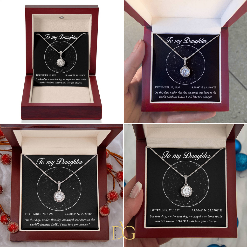 To My Daughter, Personalised Gold Necklace, Daughter Gift Starmap Night Sky Print, Christmas Gift New Year Gift , Daughter Necklace from dad