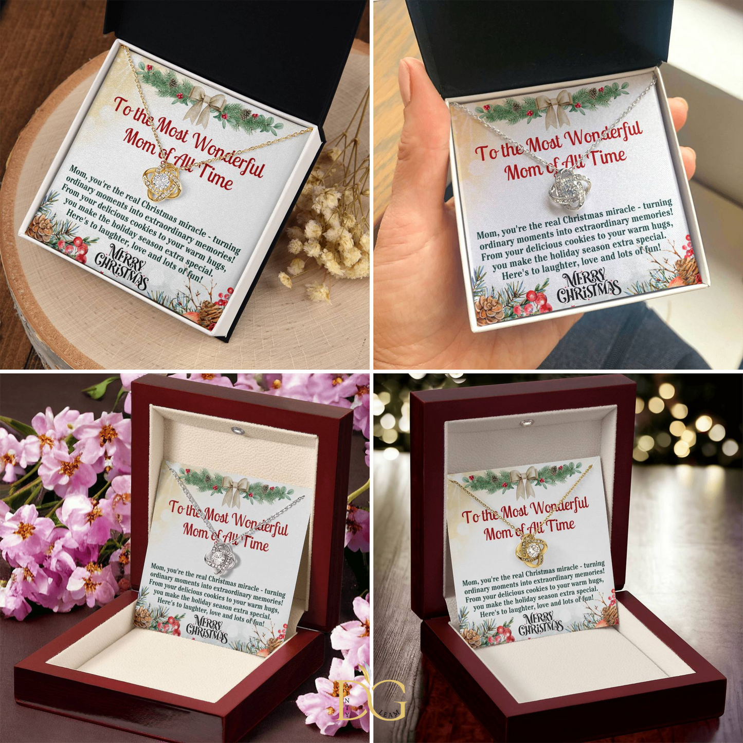 Christmas Gift Necklace For Mom - Gift For Mom - Merry Christmas Mom Necklace - Mother Christmas Necklace With Message Card - Mom Gift