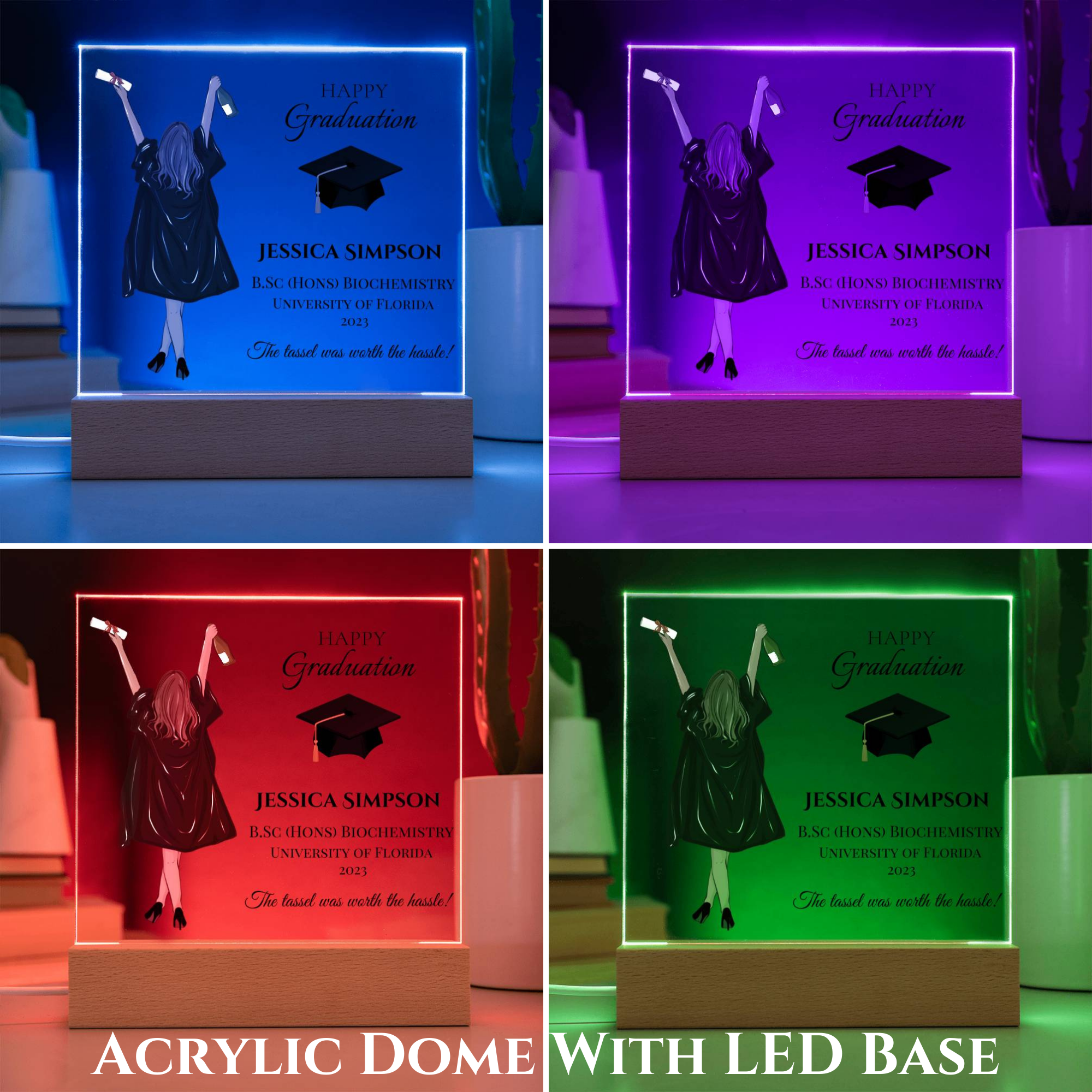 Female Personalised Graduation Gift, Congratulations, Class of 2023 Any Year, Graduation Gift for Daughter, Sister, Girlfriend, Acrylic Block