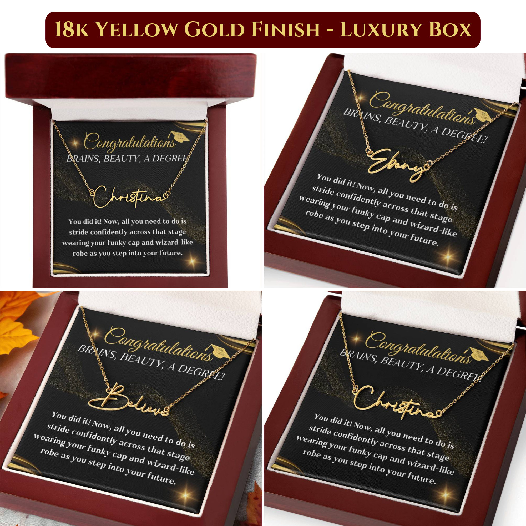 Graduation necklace jewelry congratulations degree gift idea grad hat and robe future stepping congratulatory milestone celebration