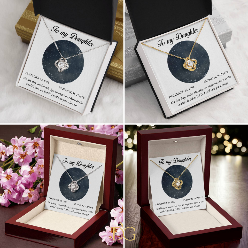 To My Daughter, Personalised Gold Necklace, Daughter Gift Starmap Night Sky Print, Christmas Gift New Year Gift , Daughter Necklace from dad