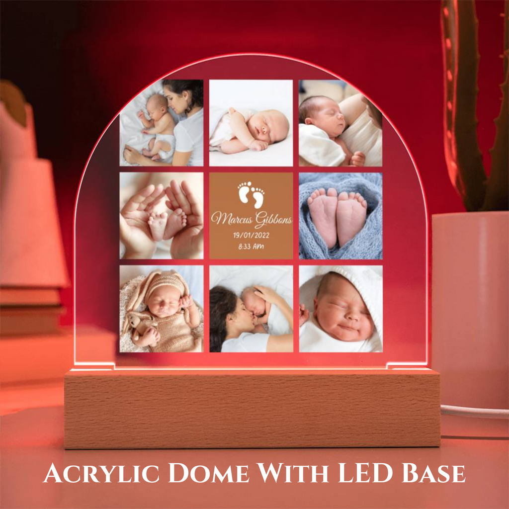 Custom name and picture acrylic dome, personalized led light, children's night light, nursery, baby gift