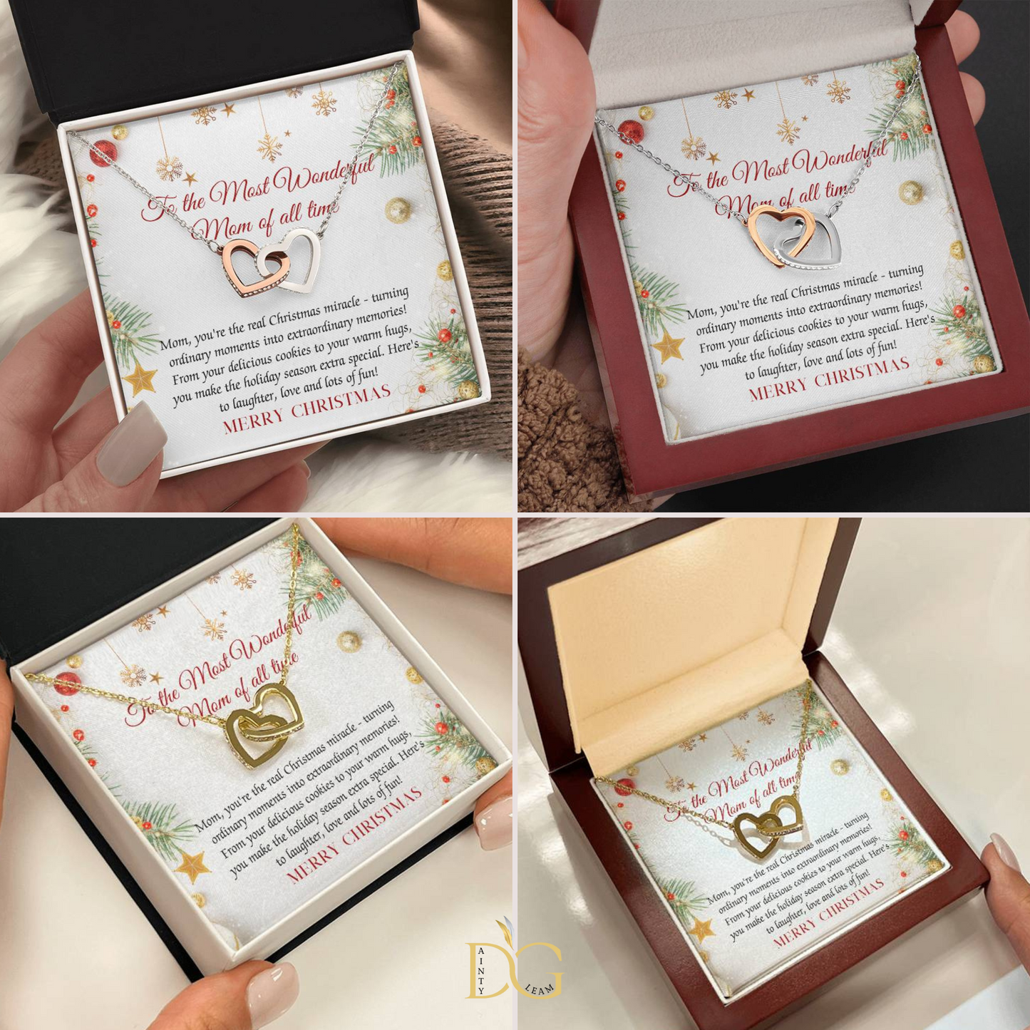 Christmas Gift Necklace For Mom - Gift For Mom - Merry Christmas Mom Necklace - Mother Christmas Necklace With Message Card - Mom Gift