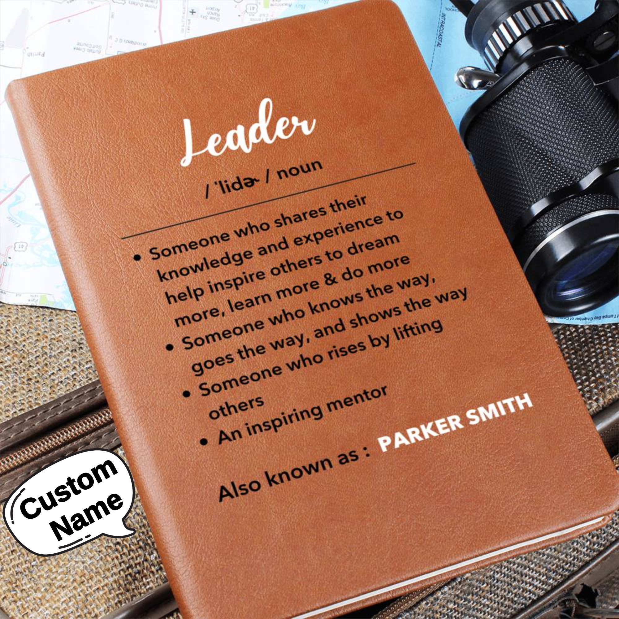Personalized Leader Definition Journal, Manager gift, teacher gift, coach gift, speaker gift, social worker gift, gift for boss, mentor gift