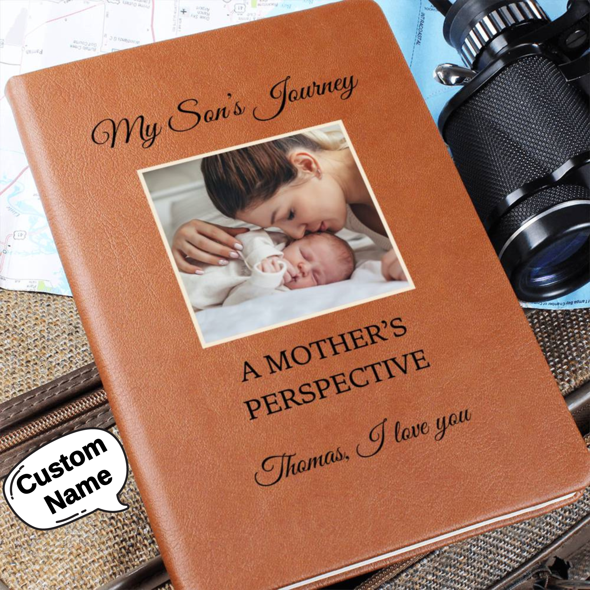 Letters To My Son Personalized Name Photo Notebook Custom Pregnancy Journal Baby Shower Gift for New Mom & Dad Boy Memory Book