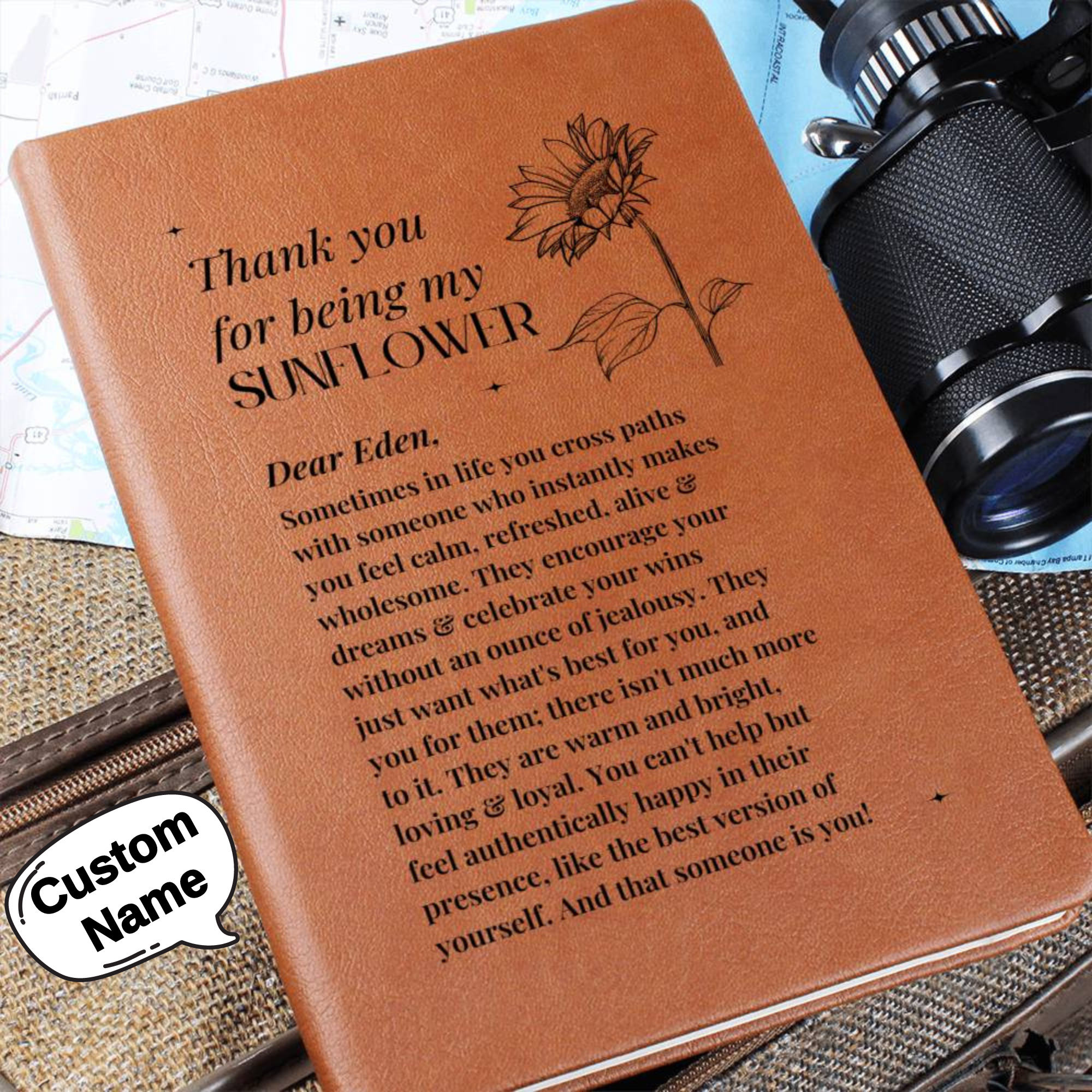 Personalised Special Person Gifts Flower Gift for Friends Mentor Birthday Gift Leather Journal Sentimental Appreciation Gifts Thank You Gift