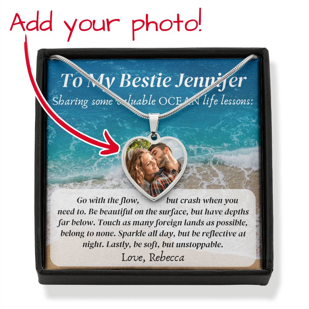 Personalized name photo necklace valuable ocean life lessons motivational inspiration wisdom unstoppable spirit empowering Best Friend Gift