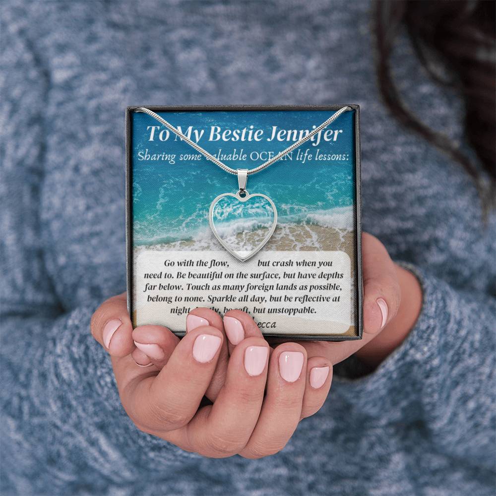 Personalized name photo necklace valuable ocean life lessons motivational inspiration wisdom unstoppable spirit empowering Best Friend Gift