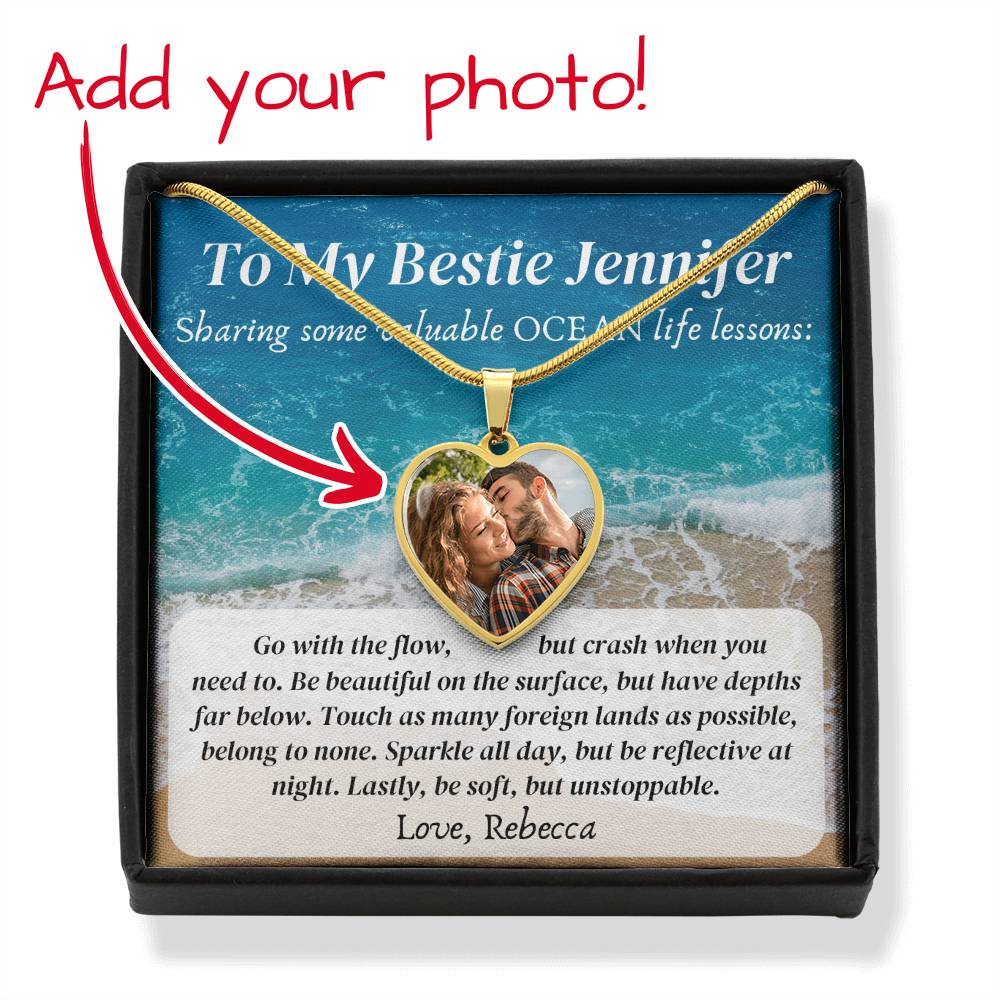 Personalized name photo necklace valuable ocean life lessons motivational inspiration wisdom unstoppable spirit empowering Best Friend Gift