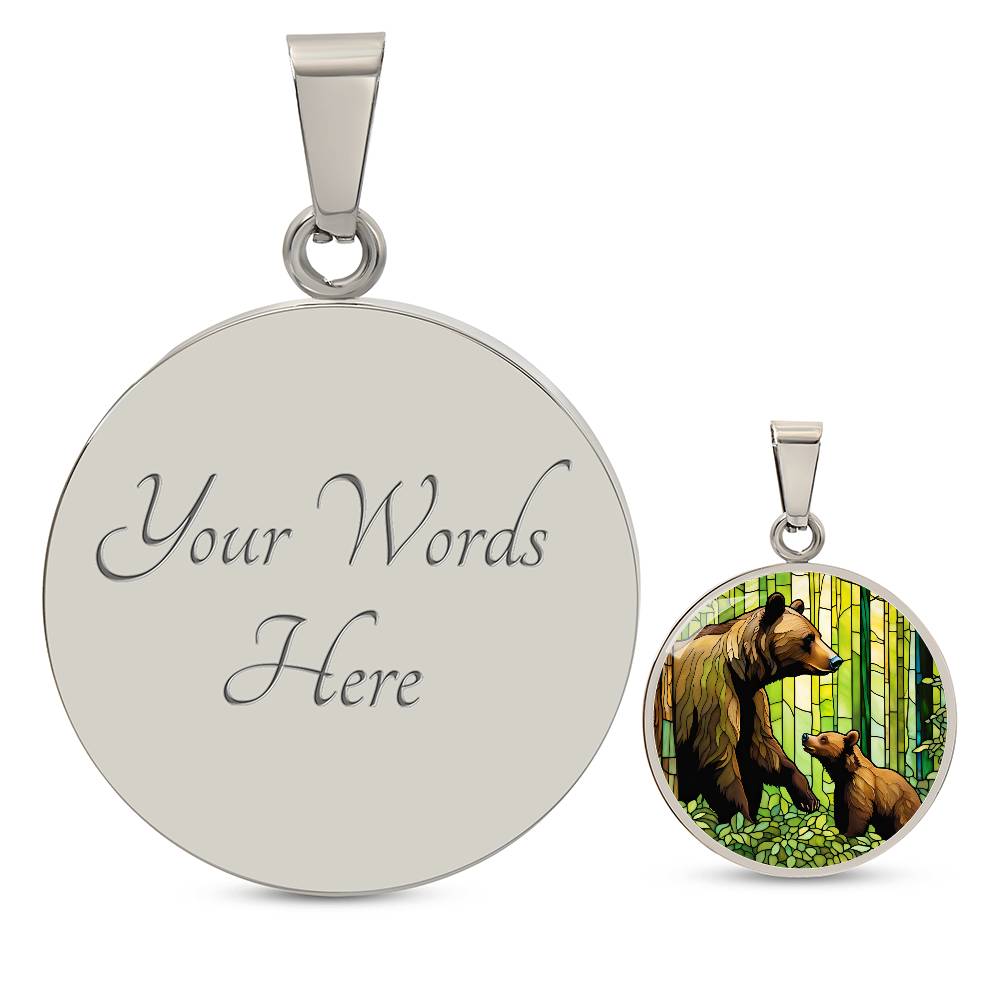 Personalized Pendant Necklace Gift For Mom Grandma Mama Bear and Cub Forest Nature Wildlife Jewelry Momma Bear Baby Shower Gift For Birthday