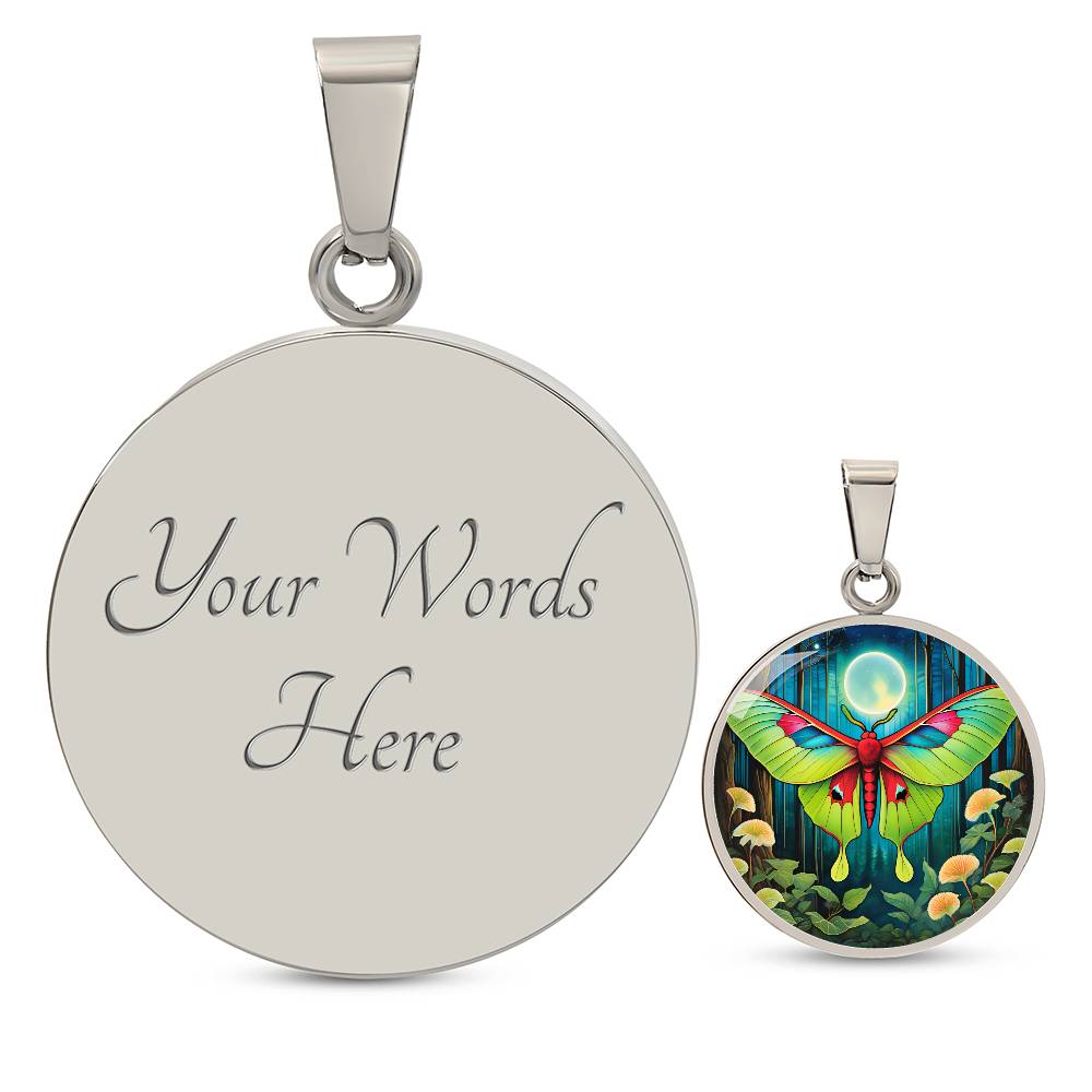 Luna moth pendant, Luna moth jewelry , Butterfly Celestial pendant, Lunar Cycle, Cottagecore insect jewelry, Metaphysical actias luna Chain