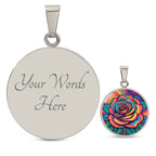 June Birth Flower Rose Necklace, Birth Month Flower Necklace, Engraved Necklace, Floral Gift for Her, Mothers & Valentines Day Necklace