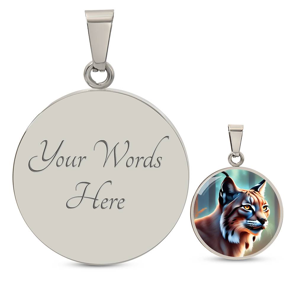 Lynx Pendant Necklace Personalized Engraved Celtic Cat Lover Jewelry Zodiac Charm Spirit Animal Mystical Wildcat Gift for Her Mother Wife