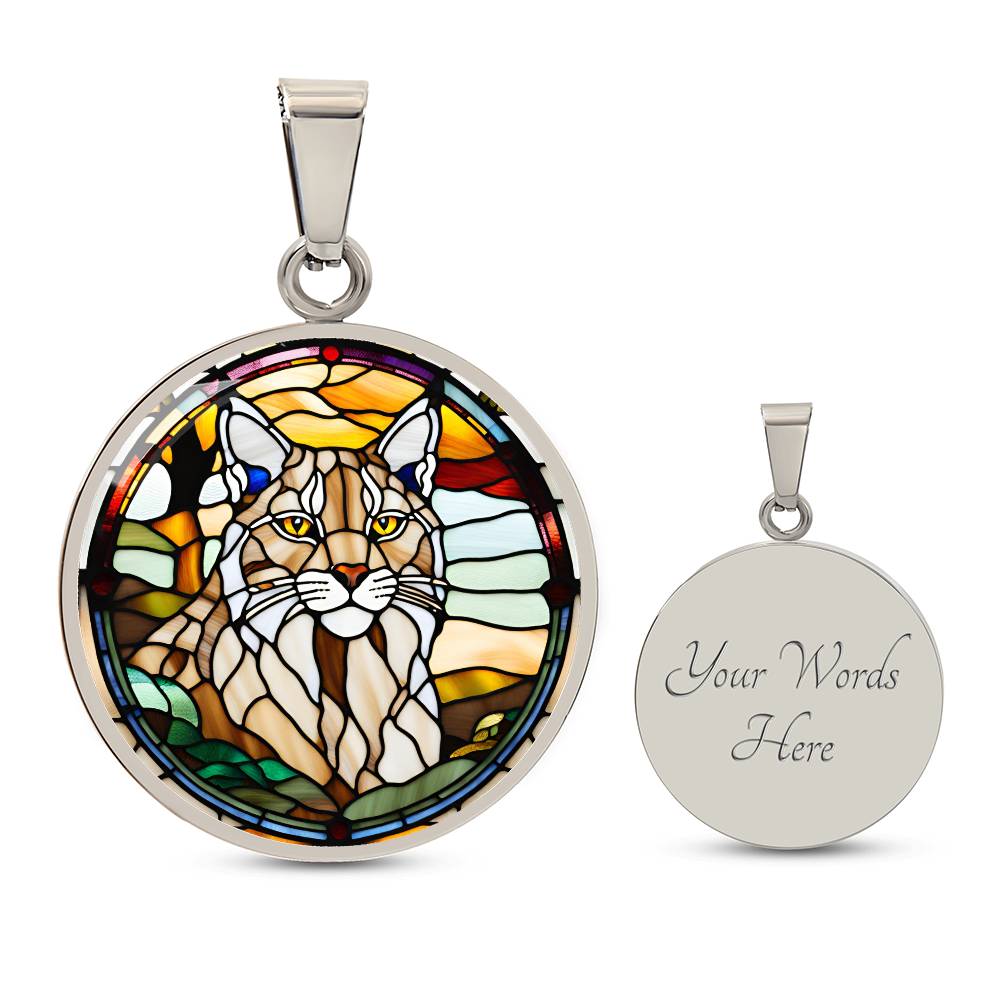 Lynx Engraved Celtic Native American Zodiac Animal Charm Pendant Personalized Necklace Protection Spirit Companion Cat Jewelry Gift