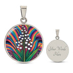 Lily of the Valley, May Birth Month Flower Pendant Necklace Gift, Floral Trippy Art, Daisies Vintage rave birth flower, Groovy Boho Hippie