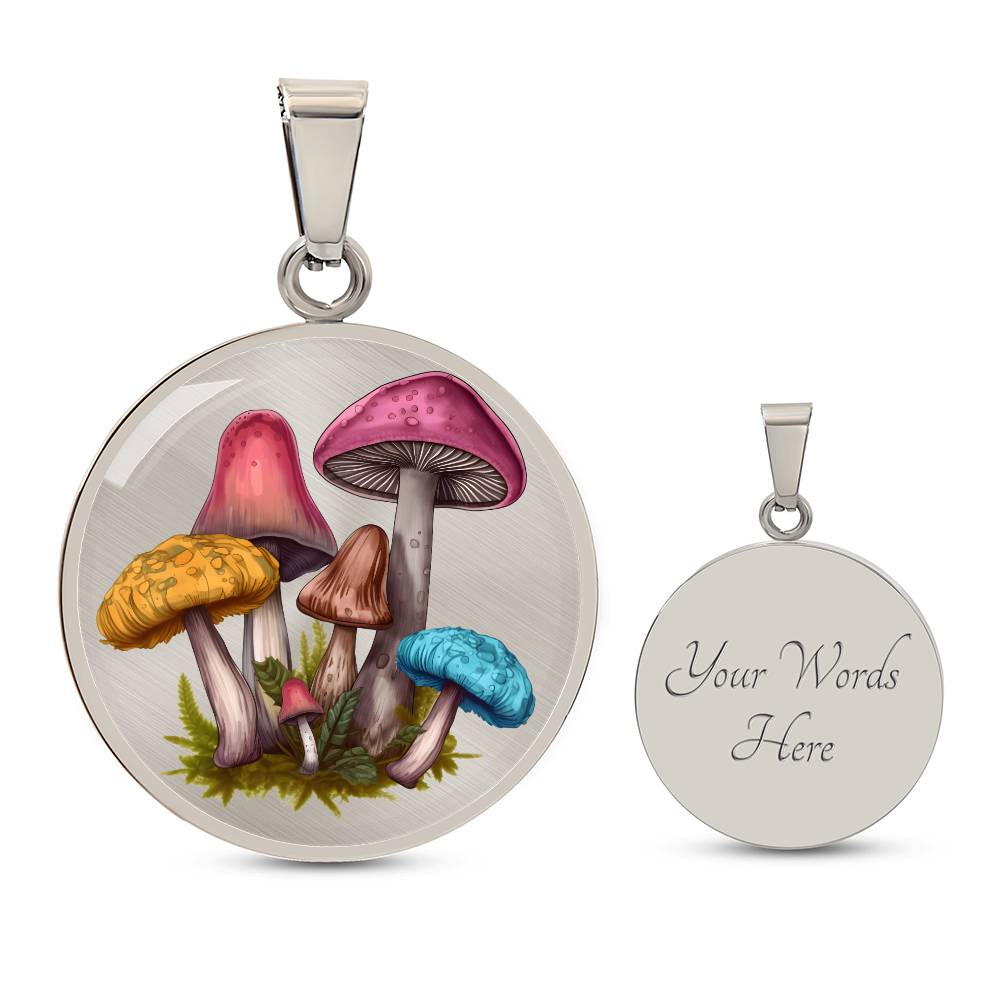 Pendant Necklace Cottagecore Mushrooms Illustration Mushroom Autumn Watercolor Nature Cute Fungi Forest Floral Magic Plant Colorful Woodland