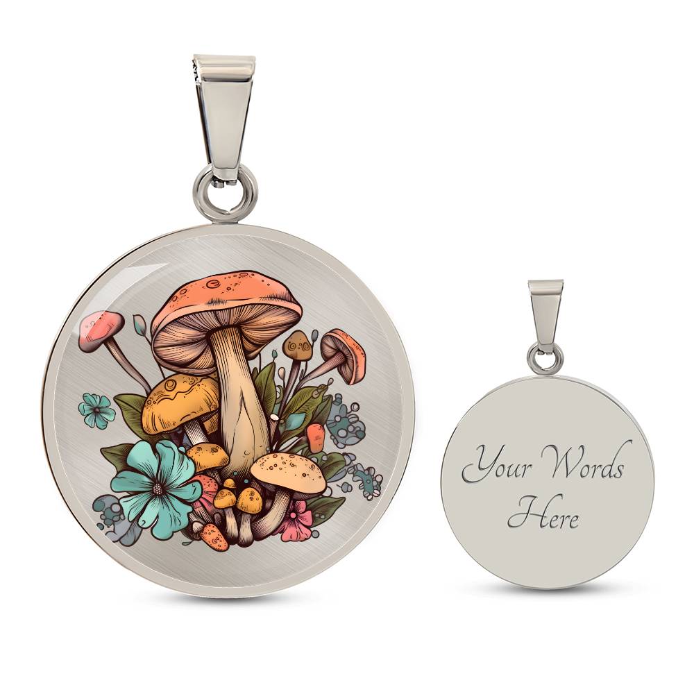 Pendant Necklace Cottagecore Mushrooms Illustration Mushroom Autumn Watercolor Nature Cute Fungi Forest Floral Magic Plant Colorful Woodland