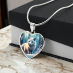 White Arctic Fox Engraved Celtic Native American Zodiac Animal Charm Pendant Personalized Necklace Protection Spirit Companion Jewelry Gift