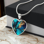 Abstract Alcohol Ink Pendant Necklace Modern Fluid Art Marble Texture Acrylic Paints Purple Blue Gold Trendy Contemporary Art Design