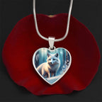 White Arctic Fox Engraved Celtic Native American Zodiac Animal Charm Pendant Personalized Necklace Protection Spirit Companion Jewelry Gift