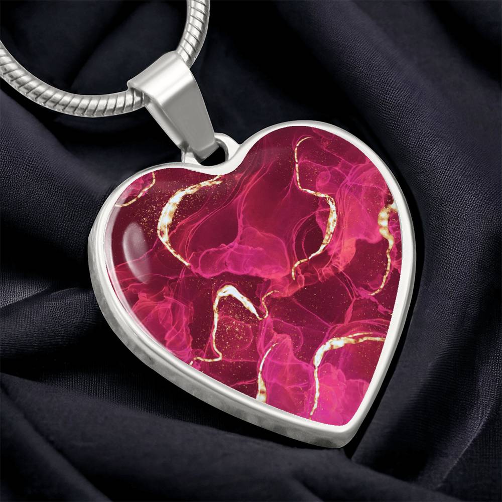 Alcohol Ink Pendant Necklace Blue Shades Red Maroon Crimson Shades Wanderlust Jewelry Trendy Fluid Art Colorful Abstract Background