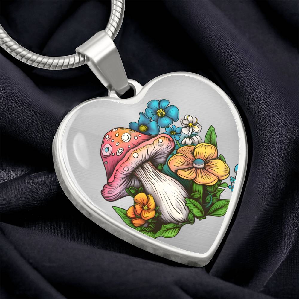 Pendant Necklace Cottagecore Mushrooms Illustration Mushroom Autumn Watercolor Nature Cute Fungi Forest Floral Magic Plant Colorful Woodland