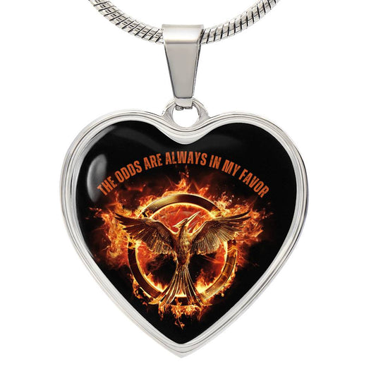May the odds be ever in your favor Necklace, Songbirds & Snakes, The Ballad Of, Valentines Day Necklace, Mockingjay, Engraved Necklace Gifts