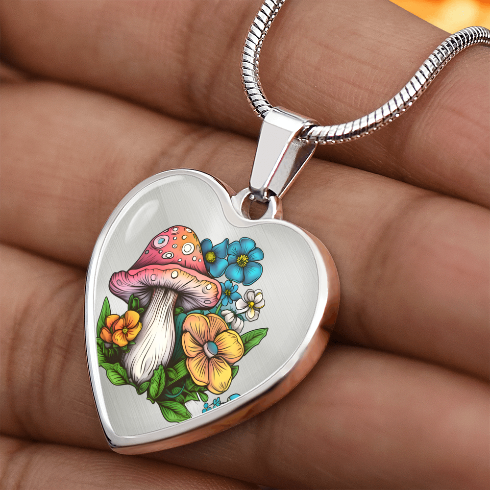 Pendant Necklace Cottagecore Mushrooms Illustration Mushroom Autumn Watercolor Nature Cute Fungi Forest Floral Magic Plant Colorful Woodland
