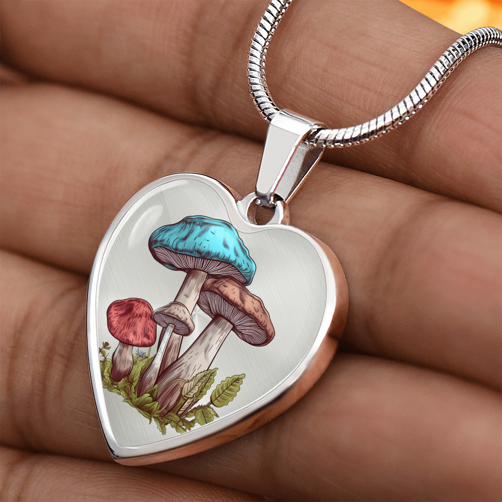 Pendant Necklace Cottagecore Mushrooms Illustration Mushroom Autumn Watercolor Nature Cute Fungi Forest Floral Magic Plant Colorful Woodland