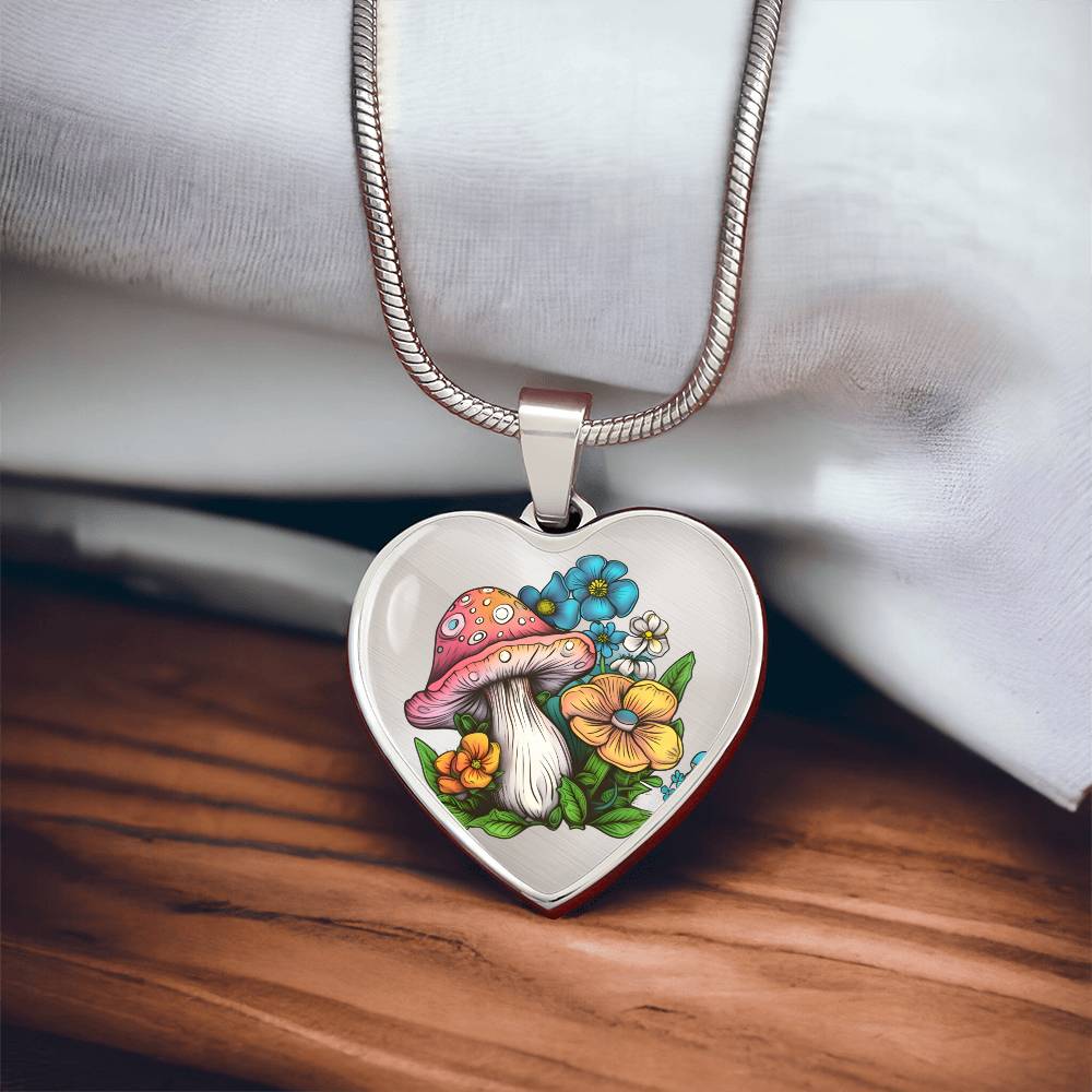 Pendant Necklace Cottagecore Mushrooms Illustration Mushroom Autumn Watercolor Nature Cute Fungi Forest Floral Magic Plant Colorful Woodland