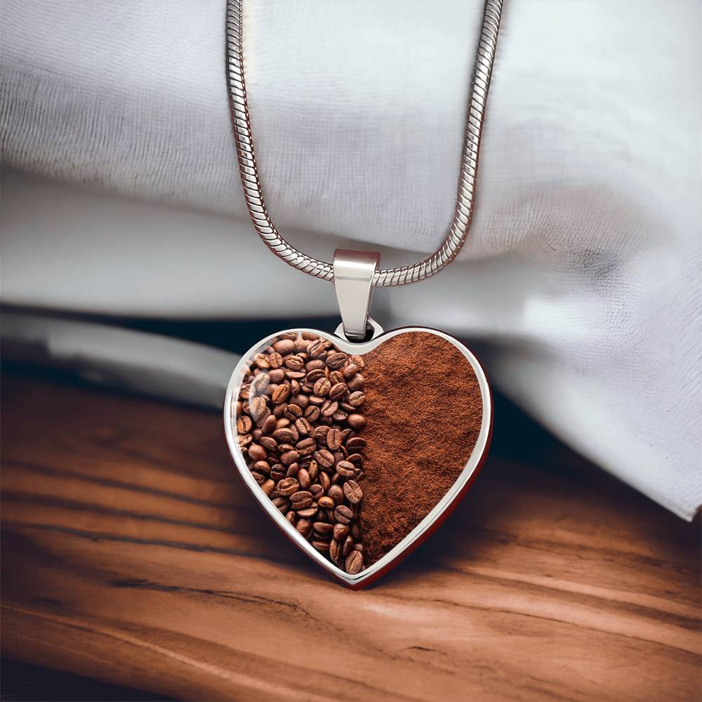 Coffee Bean Coffee Powder Necklace, Coffee Lover Pendant Jewelry, Gift for Caffeine Addicts, Personalised Engraving Necklace, Roasted Coffee