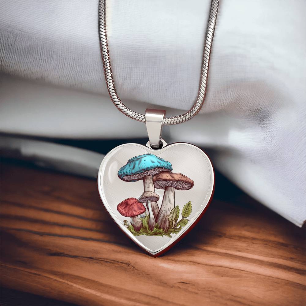 Pendant Necklace Cottagecore Mushrooms Illustration Mushroom Autumn Watercolor Nature Cute Fungi Forest Floral Magic Plant Colorful Woodland