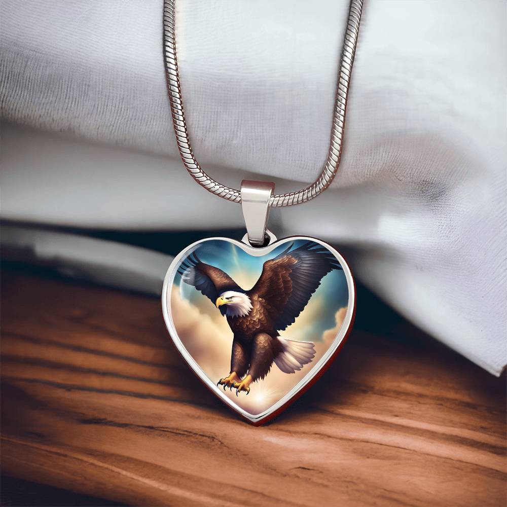 Bald Eagle Stained Glass Art Pendant Necklace Native American Jewelry Gift Zodiac Bird Charm Celtic Spirit Strength Gift for Her Mother Wife