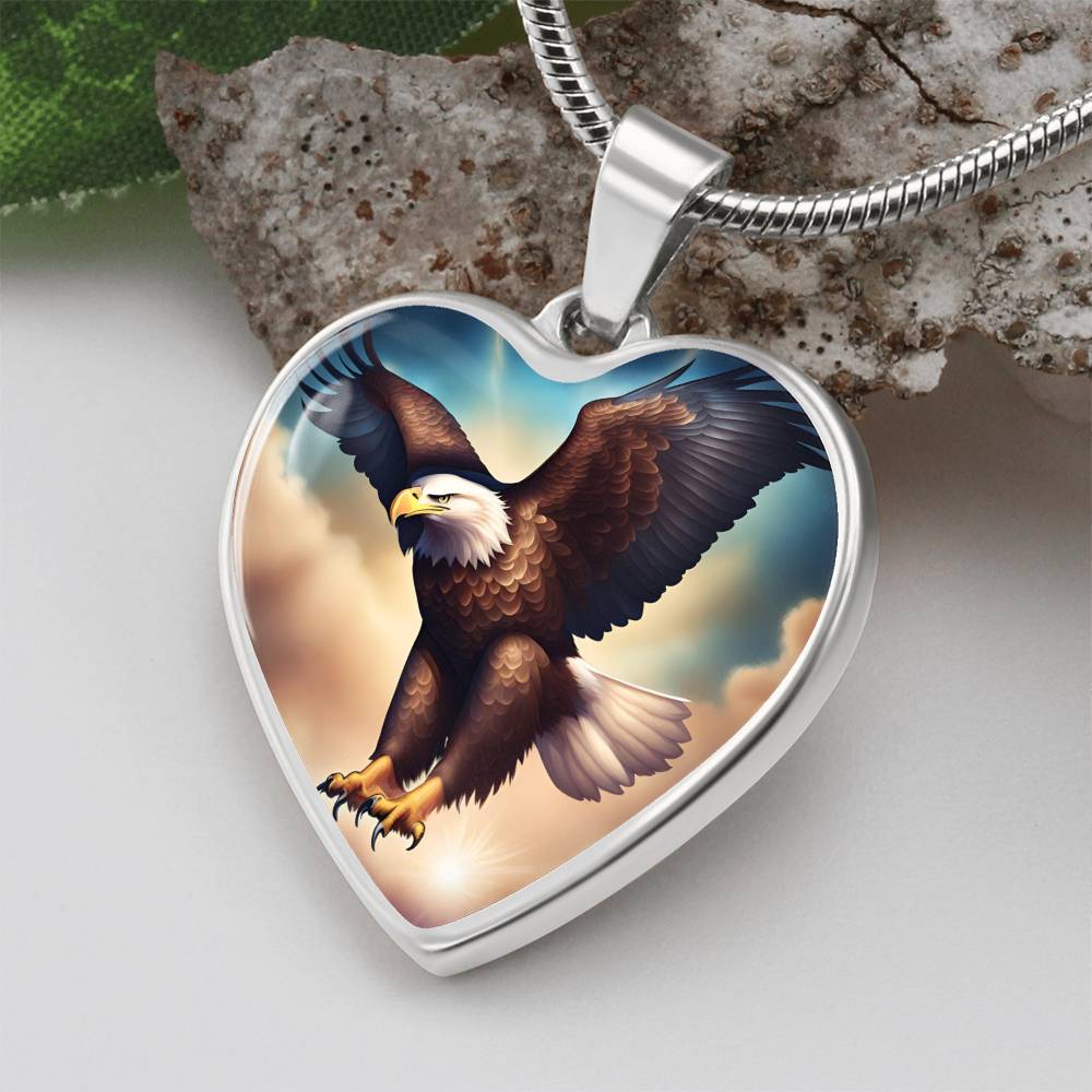 Bald Eagle Stained Glass Art Pendant Necklace Native American Jewelry Gift Zodiac Bird Charm Celtic Spirit Strength Gift for Her Mother Wife