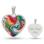 Agate Marble Fluid Art Texture Pendant Necklace Contemporary Glitter Design Rainbow Alcohol Ink Background Modern Abstract Colorful Art